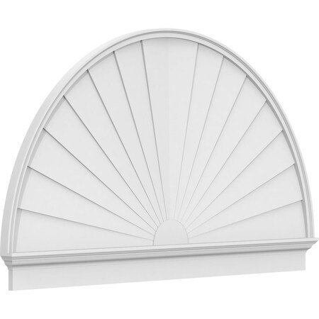 Ekena Millwork Half Round Sunburst Architectural Grade PVC Combination Pediment, 72"W x 42-3/4"H x 2-3/4"P PEDPC072X430HRO01